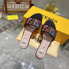 FF Multicolor Logo Slide Pink Black Leather