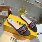 FF Multicolor Logo Slide Pink Black Leather