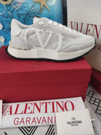 Lace And Mesh Lacerunner Sneaker In White Mix Light Grey 994622
