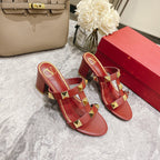 Valentino Roman Stud Sandals Heel Height Sheepskin