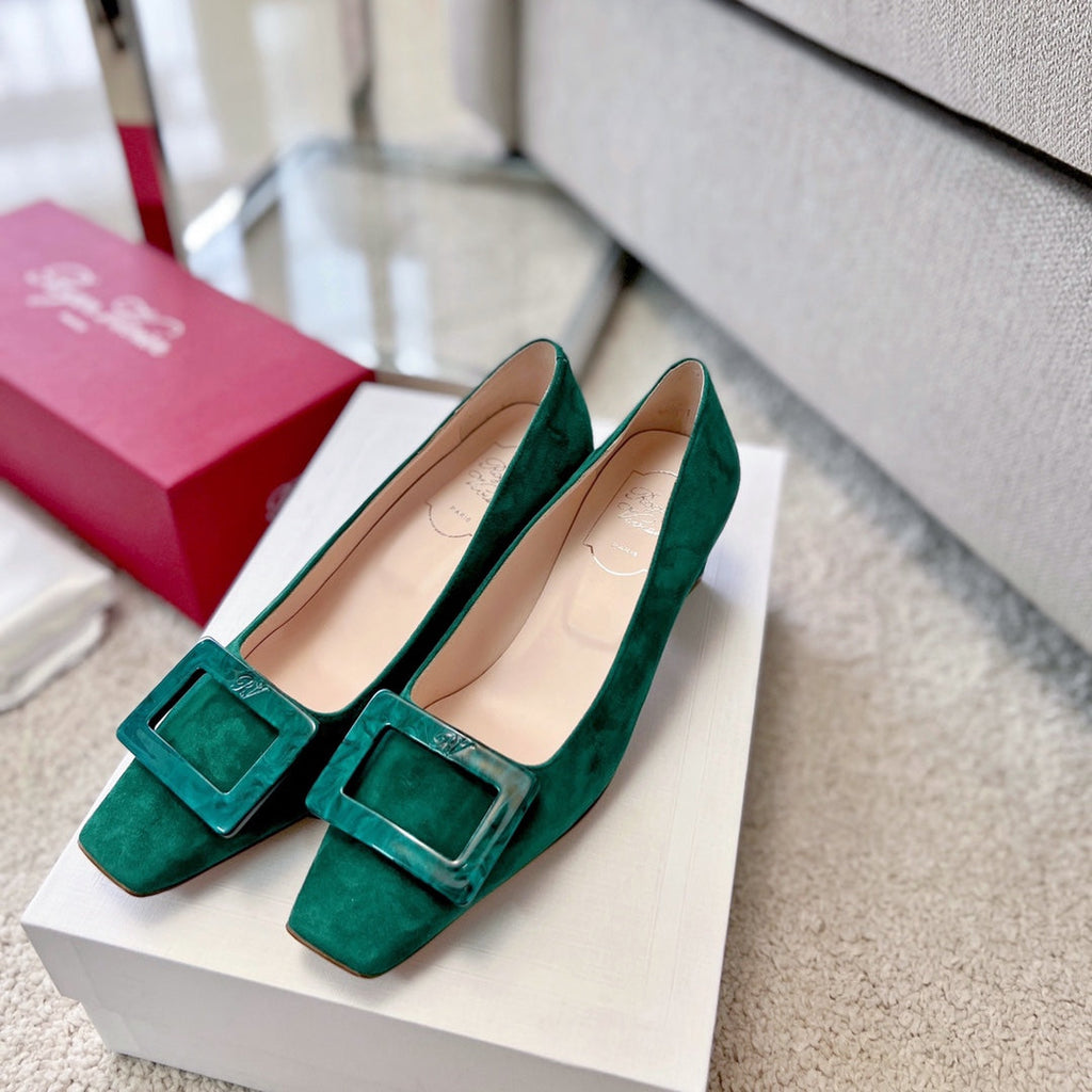 RV Trumpet Pumps 4.5cm Teal Green Suede 607866