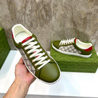 GG Men's Supreme Sneaker Green Canvas Cowhide 525928