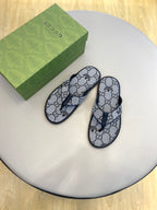 GG x Adidas Men's Thong Sandals Grey Canvas 558901
