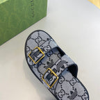 GG x Adidas Men's Sandals Slide Grey Canvas 558899