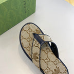 GG x Adidas Men's Thong Sandals Brown Canvas 558907