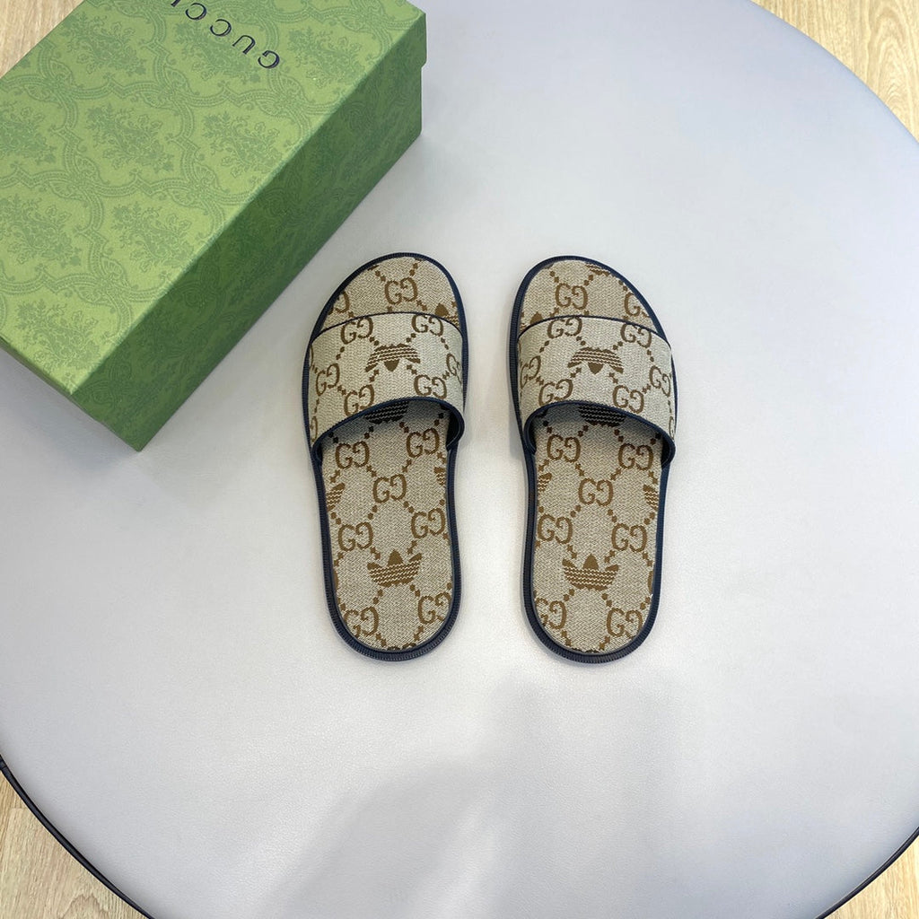 GG x Adidas Men's Sandals Slide Brown Canvas 558907