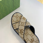 GG x Adidas Men's Sandals Slide Brown Canvas 558910