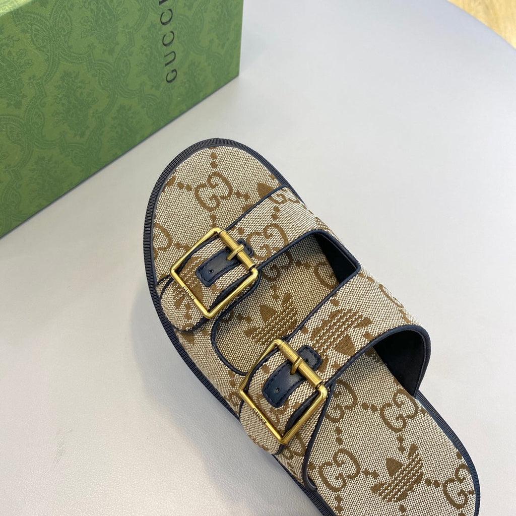GG x Adidas Men's Sandals Slide Brown Canvas 558909