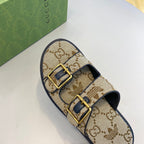 GG x Adidas Men's Sandals Slide Brown Canvas 558909