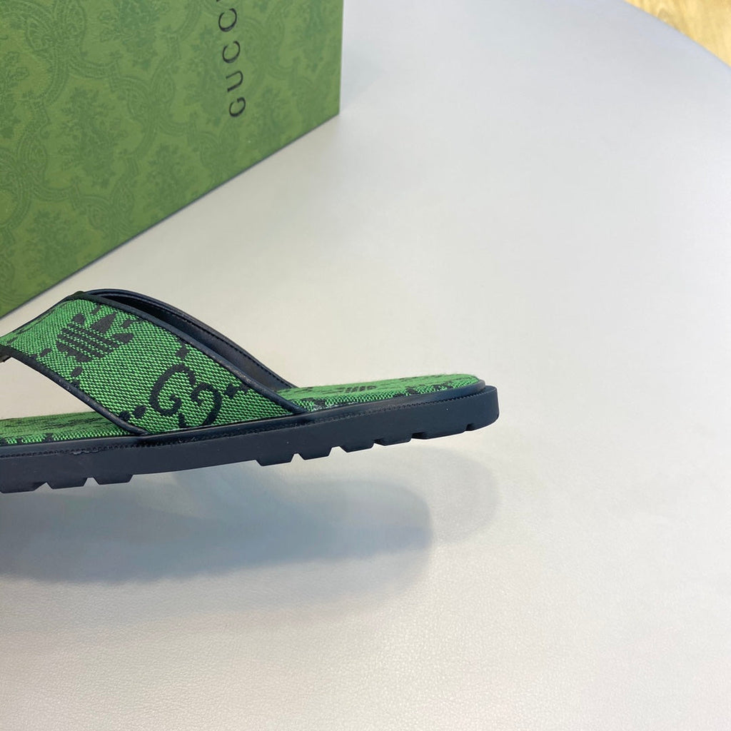 GG x Adidas Men's Thong Sandals Green Canvas 558903