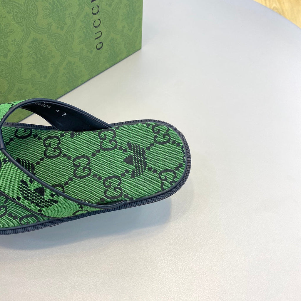 GG x Adidas Men's Thong Sandals Green Canvas 558903