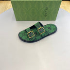 GG x Adidas Men's Sandals Slide Green Canvas 558906