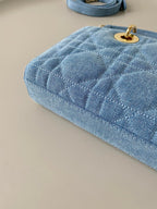 MEDIUM D-JOY BAG 26 IN LIGHT BLUE MACROCANNAGE DENIM