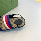 GG Men's Web Sandals Brown Canvas 558896