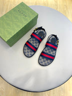 GG Men's Web Sandals Blue Canvas 558887