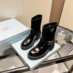 ANKLE BOOTS WITH STRAP IN BLACK CALFSKIN