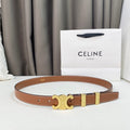 Medium Triomphe Belt 25mm Tan Calfskin Gold Loop Ghw