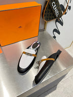 0Z MULE WHITE AND BLACK CALFSKIN WITH PATTERN