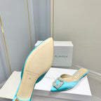 Manolo Buckle Flast Mules Electric Silk 327511