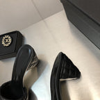 cc rev cone heel mule slide sandal black quilted lambskin 6cm