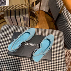 slingbacks 60mm cloud blue canvas calfskin