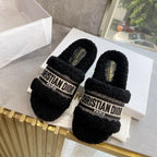 CD 25 Flat Slippers Black Wool 395566