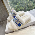 CD 25 Flat Slippers White Blue Wool 395569