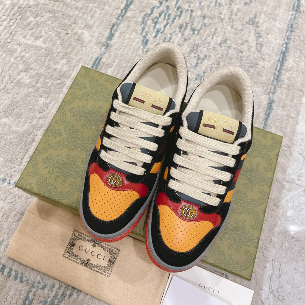 GG Men's Screener Sneaker Orange Black Suede 574724