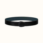 HM LUCK BELT BUCKLE & REVERSIBLE BLACK AND NAVY BLUE LEATHER STRAP 38MM