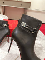 CL Lock So Kate Ankle Boots 100mm Calf Leather Black