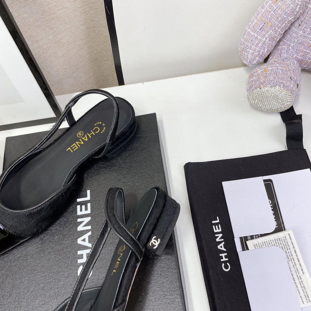 CC Slingback Black Lambskin And Horsehair