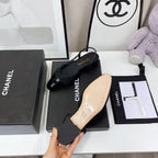 CC Slingback Black Lambskin And Horsehair