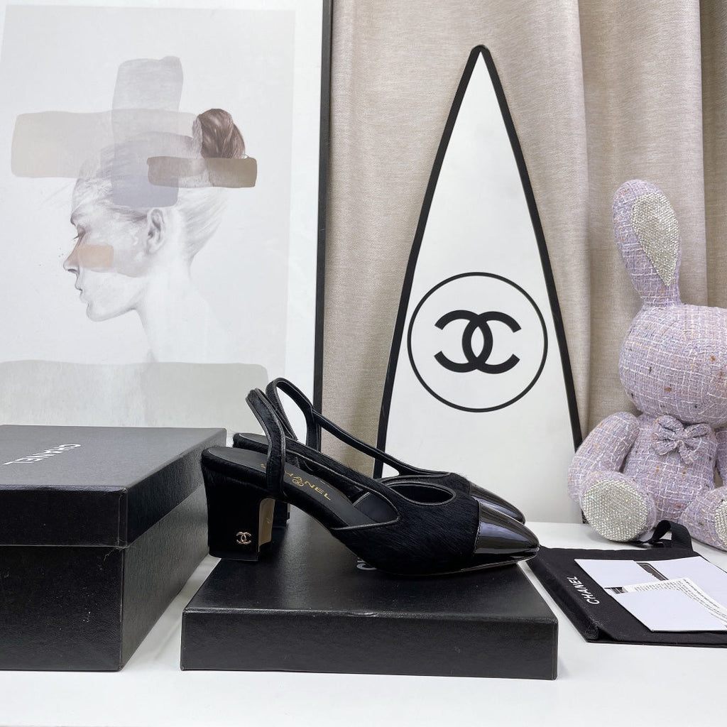 CC Slingback 60mm Black Lambskin And Horsehair
