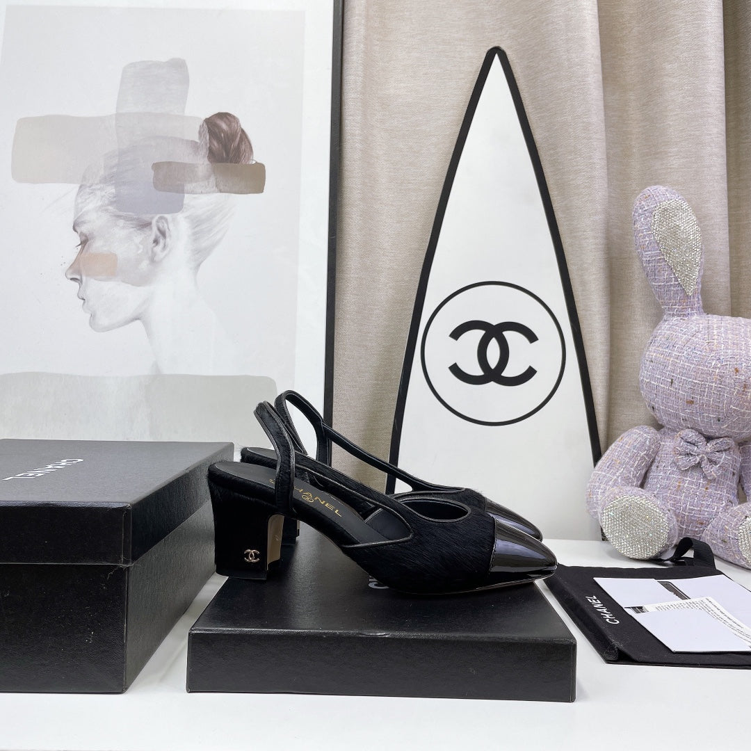 CC Slingback 60mm Black Lambskin And Horsehair