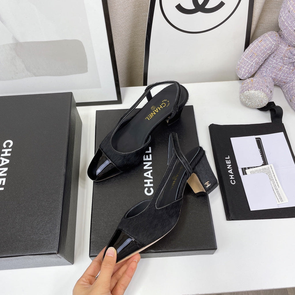 CC Slingback 60mm Black Lambskin And Horsehair