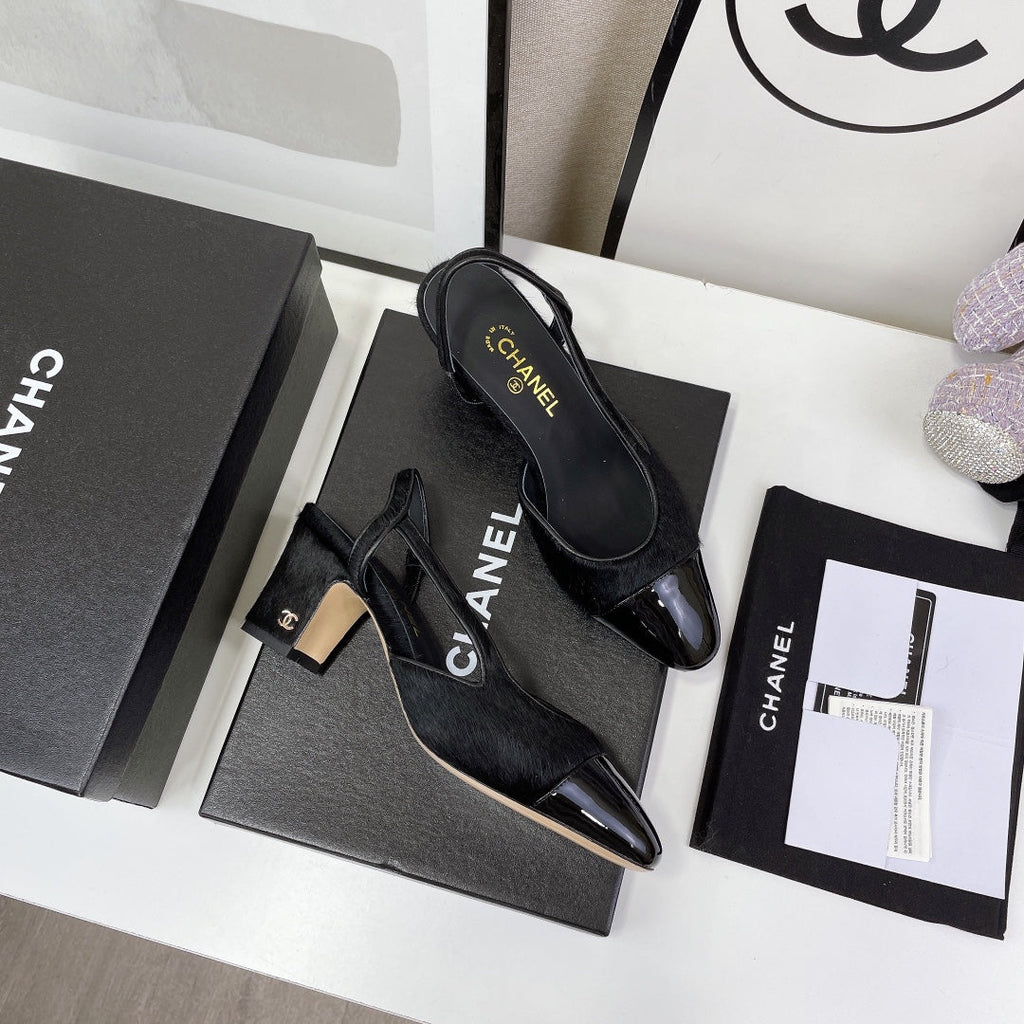 CC Slingback 60mm Black Lambskin And Horsehair