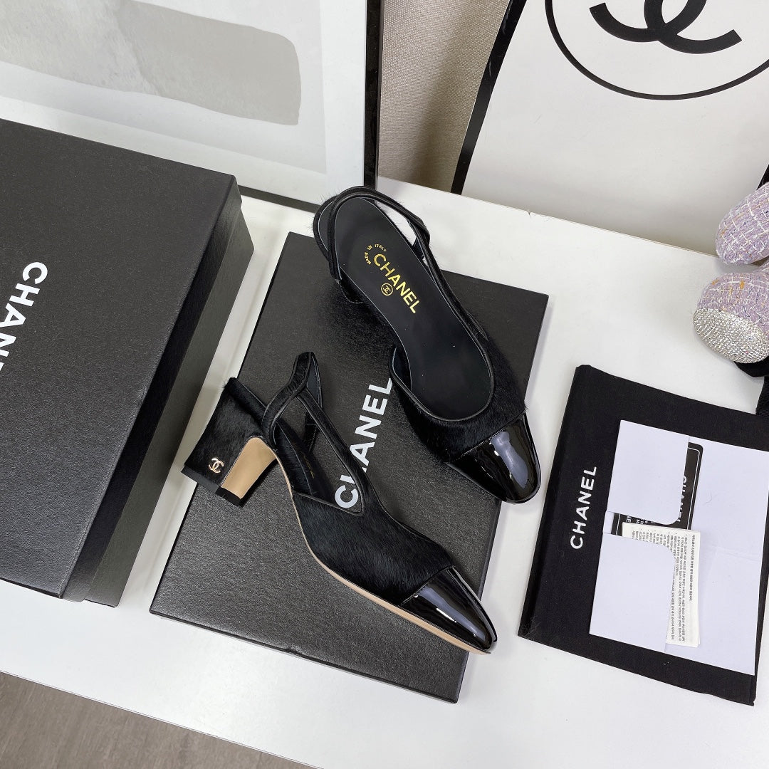 CC Slingback 60mm Black Lambskin And Horsehair