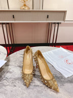 CL Pigalili Potpourri Strass Pumps Glitter Gold