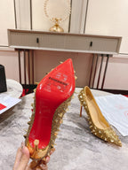 CL Pigalili Potpourri Strass Pumps Glitter Gold