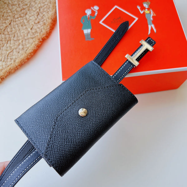 focus belt 13mm with kelly pocket black epsom silver buckle