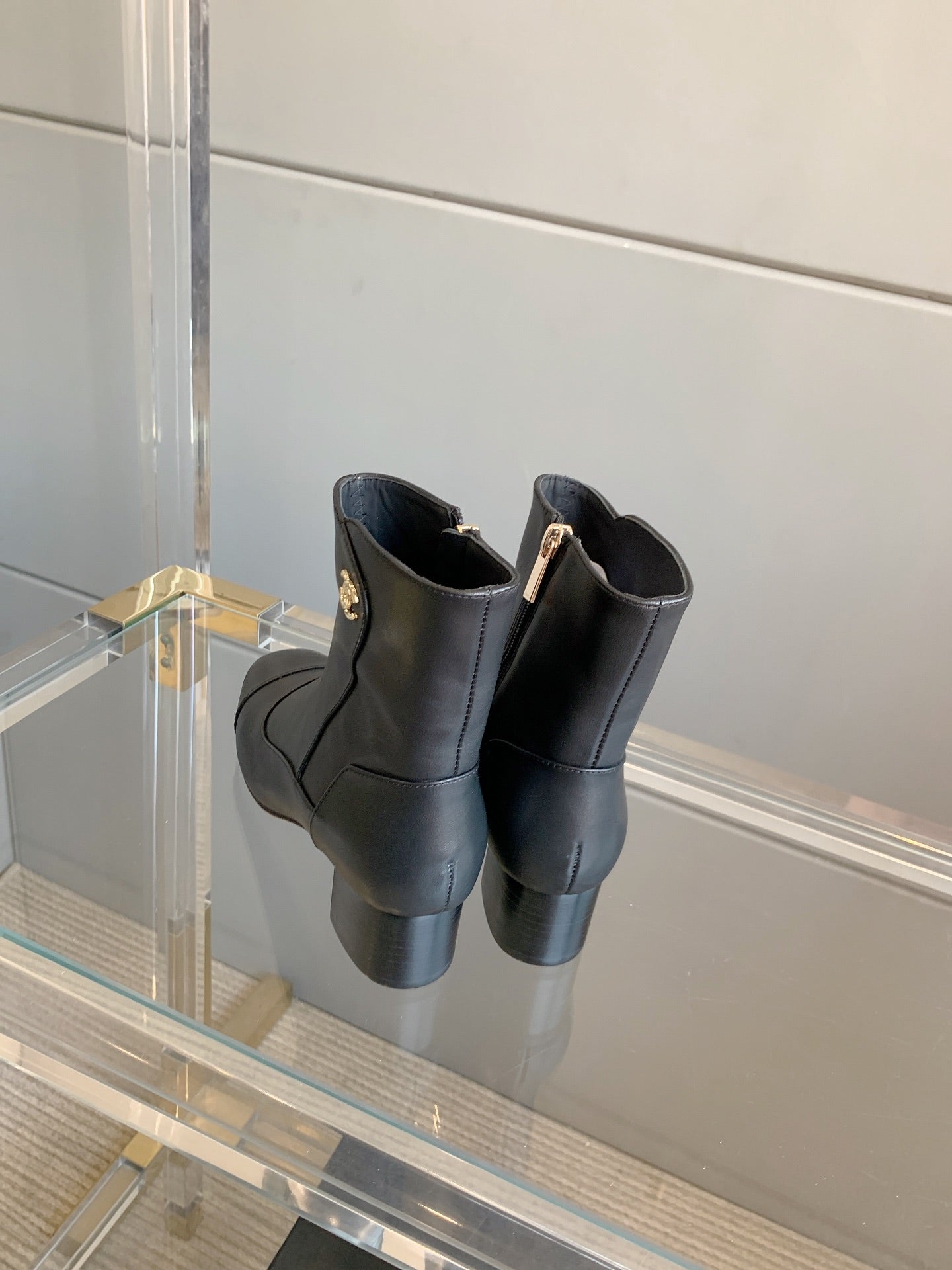 CC Ankle Boots Block Heel 60mm Black Cowhide 464567
