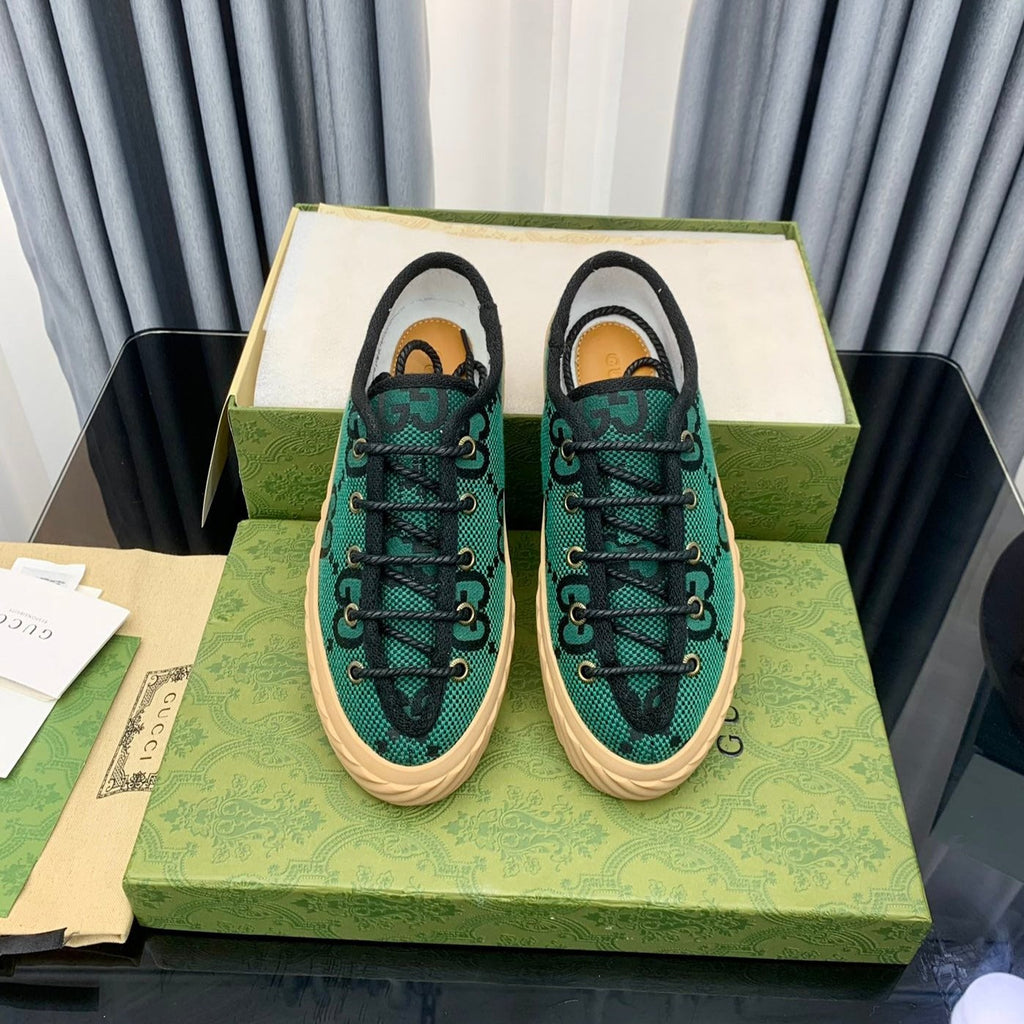 GG UNIQUE SNEAKER THICK-SOLE CASTLETON GREEN CANVAS