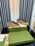 GG UNIQUE SNEAKER THICK-SOLE LIGHT BROWN CANVAS