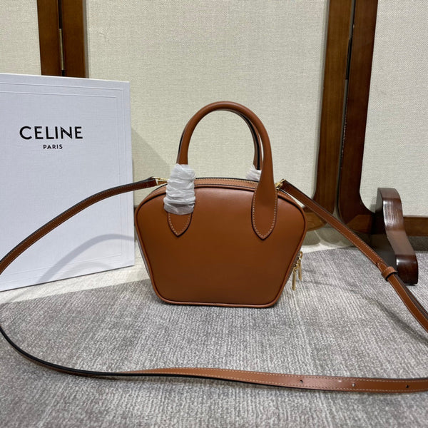 TRIOMPHE TOP HANDLE BAG 20 IN BRONZE BROWN CALFSKIN