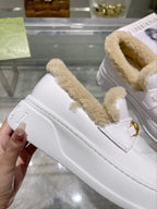 GG Snow Boots White Calfskin Wool 576243
