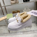 GG Snow Boots White Calfskin Wool 576243