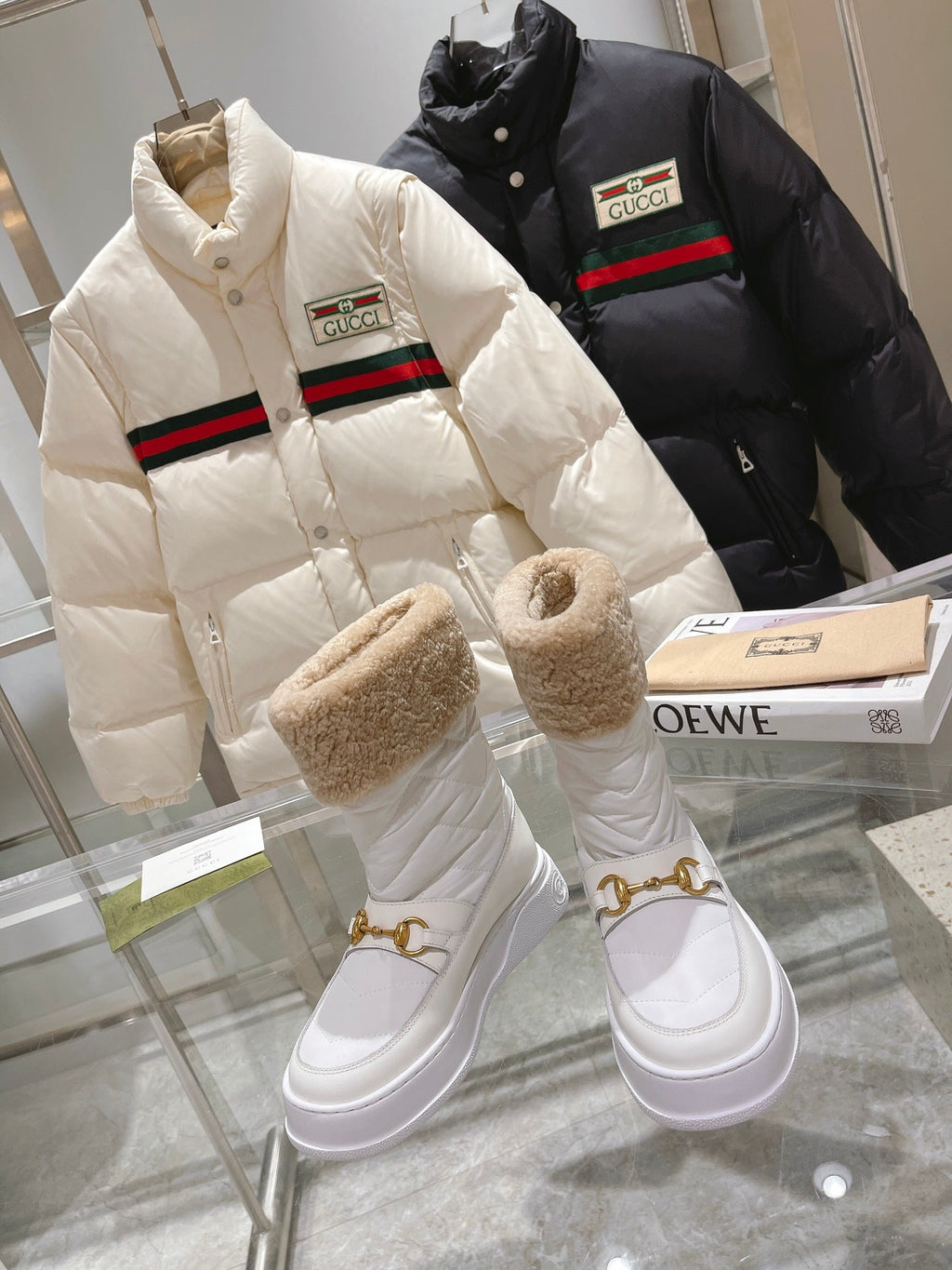 Gucci 2025 Boot White Beige Wool Nylon Calfskin 564678