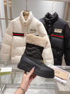 Gucci 2025 Boot Black Beige Wool Nylon Calfskin 564679