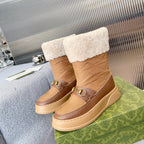 Gucci 2025 Boot Brown Beige Wool Nylon Calfskin 564680