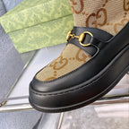 Gucci 2025 Monogram Boot Black Beige Wool Canvas Calfskin 564685